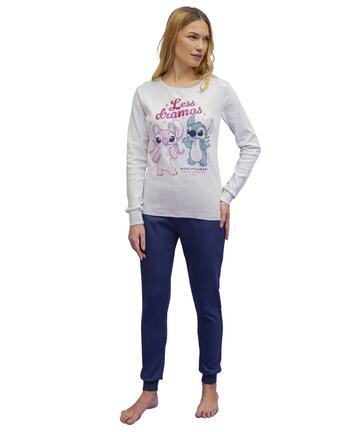 Pigiama donna in jersey di cotone caldo con Stitch Sabor DYD2707 - SITE_NAME_SEO