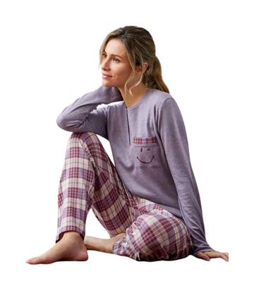 Enrico Coveri EP6245 Damen-Pyjama aus warmem Baumwolljersey - SITE_NAME_SEO