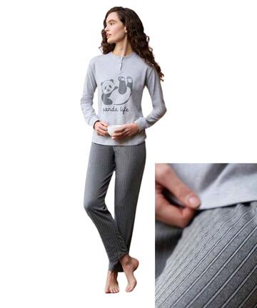 Enrico Coveri EP6261 Damen-Pyjama aus warmem Baumwolljersey - SITE_NAME_SEO