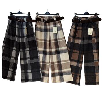 PANTALONE PALAZZO DONNA SCOZZESE MANOLANA FLORA FL4020 - SITE_NAME_SEO