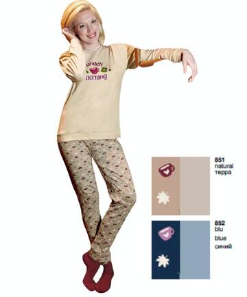 Sielei Ginevra GN12 Damen-Pyjama aus warmem Baumwolljersey - SITE_NAME_SEO