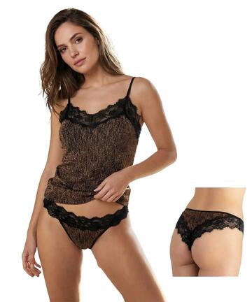 Completo donna con top in tessuto jaquard lurex e pizzo con brasiliana Intimami ID1526 - SITE_NAME_SEO