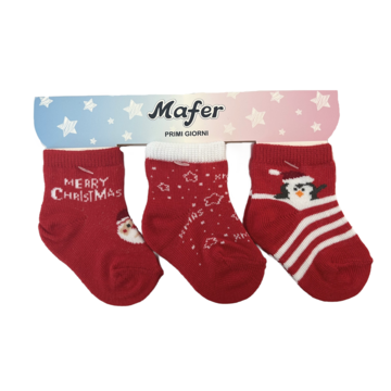 CALZINO NATALE NEONATO PRIMIGIORNI MAFER XNA7540 - 3 pezzi - SITE_NAME_SEO