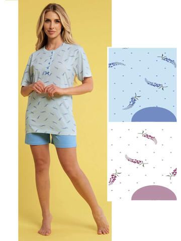 Pigiama donna calibrato a manica corta in cotone Karelpiu' KC4015 - SITE_NAME_SEO