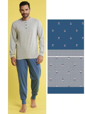 Men's long-sleeved pajamas in Karelpiu' KC4180 cotton jersey - SITE_NAME_SEO