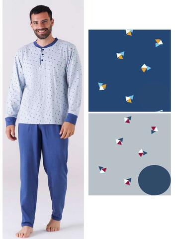 Men's long-sleeved pajamas in Karelpiu' KC6206 cotton jersey - SITE_NAME_SEO