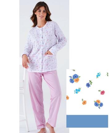 Pigiama donna aperto in jersey di cotone Karelpiu' KC8031 - SITE_NAME_SEO