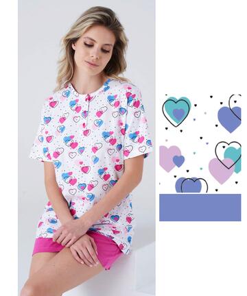 Karelpiu' KC8073 Women's Short Sleeve Cotton Pyjamas - SITE_NAME_SEO
