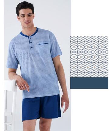 Karelpiu KC8209 CALIBRATED Herren-Pyjama aus kurzem Baumwolljersey - SITE_NAME_SEO