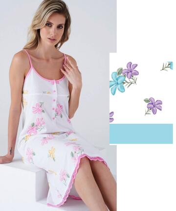 Karelpiu' KC8303 Women's Cotton Jersey Nightgown with Shoulder Straps - SITE_NAME_SEO