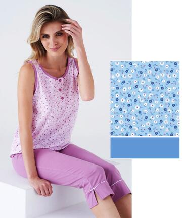 Karelpiu' KC8307 Women's Wide Shoulder and Capri Pyjamas - SITE_NAME_SEO