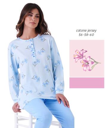 Pigiama donna calibrato a serafino in jersey di cotone Karelpiu' KE0002 - SITE_NAME_SEO
