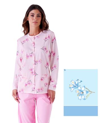 Pigiama donna aperto in jersey di cotone Karelpiu' KE0003 - SITE_NAME_SEO