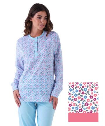 Pigiama donna a serafino in jersey di cotone Karelpiu' KE0028 - SITE_NAME_SEO