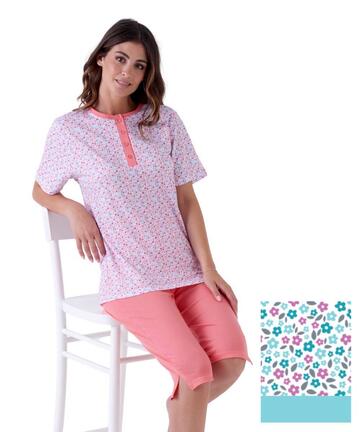 Pigiama donna a manica corta e pinocchietto in cotone Karelpiu' KE0032 - SITE_NAME_SEO