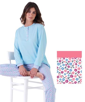 Pigiama donna a serafino in jersey di cotone Karelpiu' KE0034 - SITE_NAME_SEO
