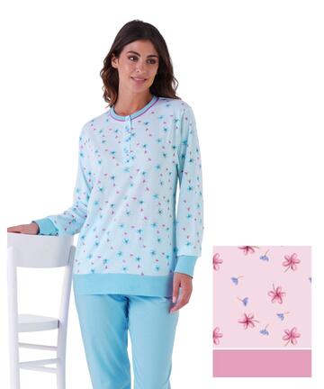 Pigiama donna a serafino in jersey di cotone Karelpiu' KE0051 - SITE_NAME_SEO