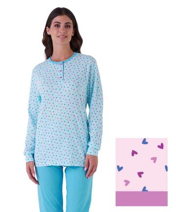Pigiama donna a serafino in jersey di cotone Karelpiu' KE0080 - SITE_NAME_SEO