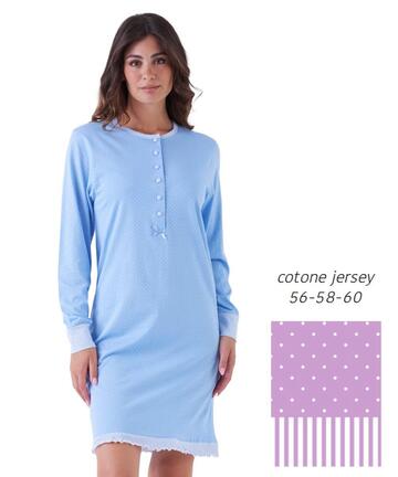 Camicia da notte donna taglie forti in jersey di cotone Karelpiu' KE0087 - SITE_NAME_SEO