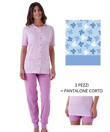 Pigiama donna 3 PEZZI aperto in jersey di cotone Karelpiu' KE0092 - SITE_NAME_SEO