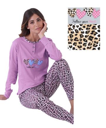 Pigiama donna a serafino in jersey di cotone Karelpiu' KE0119 - SITE_NAME_SEO
