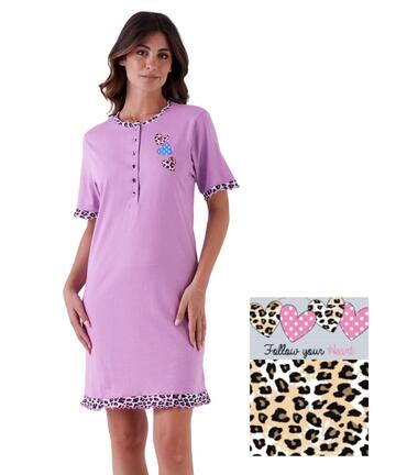 Camicia da notte donna a manica corta in cotone Karelpiu' KE0124 - SITE_NAME_SEO