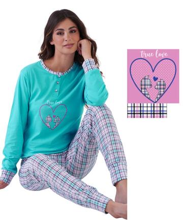 Pigiama donna a serafino in jersey di cotone Karelpiu' KE0144 - SITE_NAME_SEO