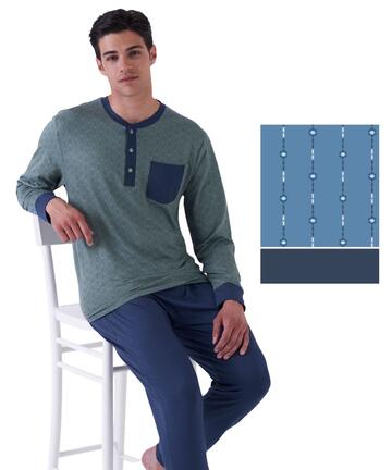 Pigiama uomo a manica lunga in jersey di cotone Karelpiu' KE0223 - SITE_NAME_SEO