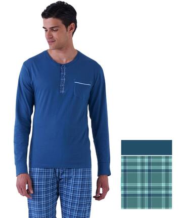 Pigiama uomo a manica lunga in jersey di cotone Karelpiu' KE0266 - SITE_NAME_SEO