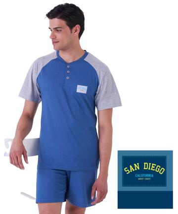 Pigiama uomo a manica corta in jersey di cotone Karelpiu KE0285 - SITE_NAME_SEO