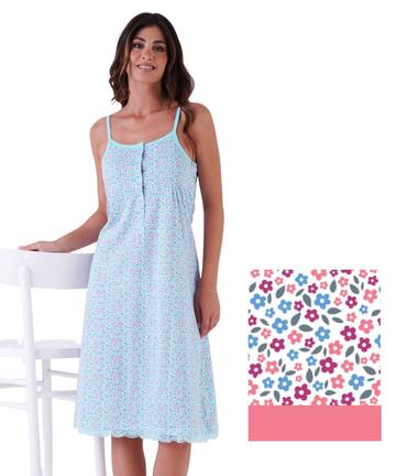 Camicia da notte donna in jersey di cotone a spallina Karelpiu' KE0310 - SITE_NAME_SEO