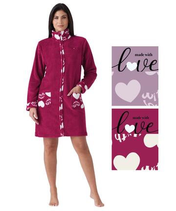 Vestaglia donna con zip in caldo pile coral Karelpiu' KF7219 - SITE_NAME_SEO