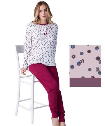 Karelpiu' KF9010 Damen-Pyjama aus warmem Baumwolljersey - SITE_NAME_SEO