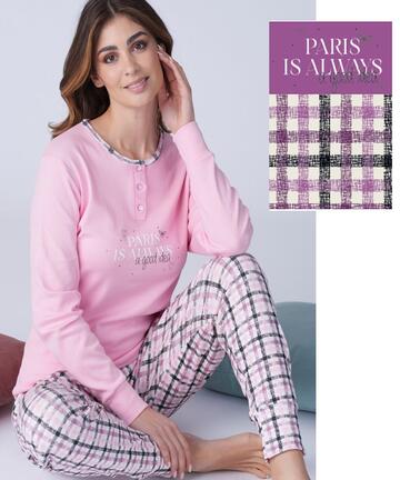 Pigiama donna in jersey di cotone caldo Karelpiu' KF9062 - SITE_NAME_SEO