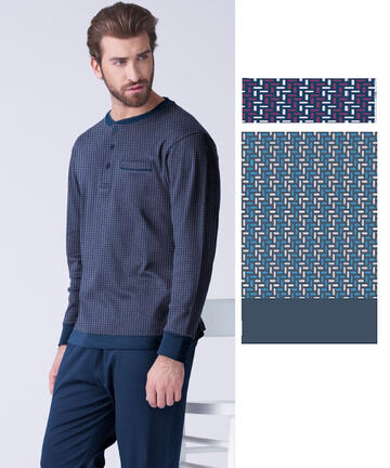 Pigiama uomo taglie forti in jersey di cotone caldo Karelpiu' KF9305 - SITE_NAME_SEO