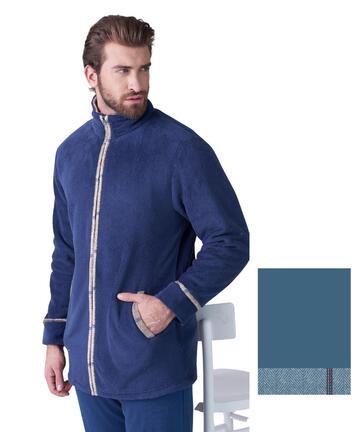 Giacca da camera uomo con zip in caldo pile coral Karel KF9362 - SITE_NAME_SEO