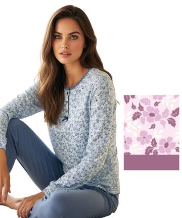 Pigiama donna in jersey di cotone caldo Karelpiu' KI1004 - SITE_NAME_SEO