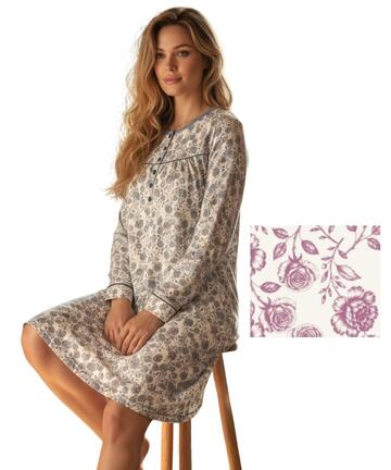 Camicia da notte donna in jersey di cotone caldo Karelpiu' KI1033 - SITE_NAME_SEO