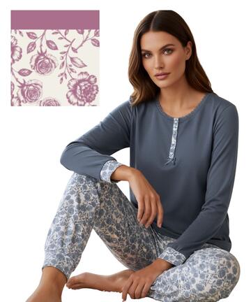 Pigiama donna in jersey di cotone caldo Karelpiu' KI1034 - SITE_NAME_SEO
