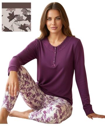 Pigiama donna in jersey di cotone caldo Karelpiu' KI1036 - SITE_NAME_SEO