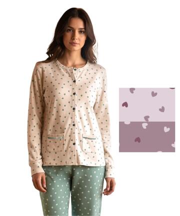 Pigiama donna aperto in jersey di cotone caldo Karelpiu' KI1053 - SITE_NAME_SEO
