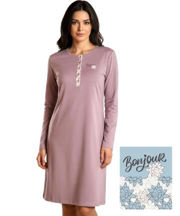 Karelpiu' KI1060 women's nightgown in warm cotton jersey - SITE_NAME_SEO