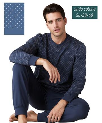 Pigiama uomo calibrato in jersey di cotone caldo Karelpiu' KI1244 Tg.56/60 - SITE_NAME_SEO