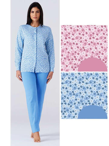 Pigiama donna aperto in jersey di cotone caldo Karelpiu' KY7019 - SITE_NAME_SEO