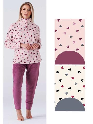 Women's pajamas in warm coral fleece Karelpiu' KY7212 - SITE_NAME_SEO