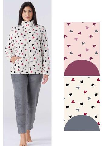 Women's pajamas with zip in warm coral fleece Karelpiu' KY7214 - SITE_NAME_SEO