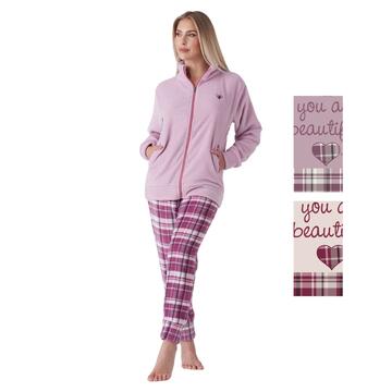 Women's pajamas with zip in warm coral fleece Karelpiu' KY7232 - SITE_NAME_SEO