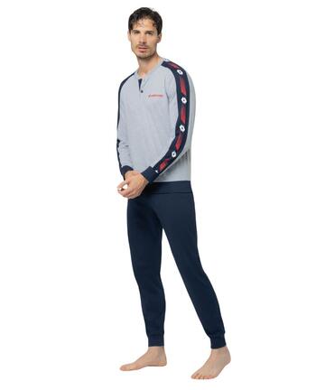 Pigiama uomo lungo a serafino in jersey di cotone Lotto LP1217 - SITE_NAME_SEO