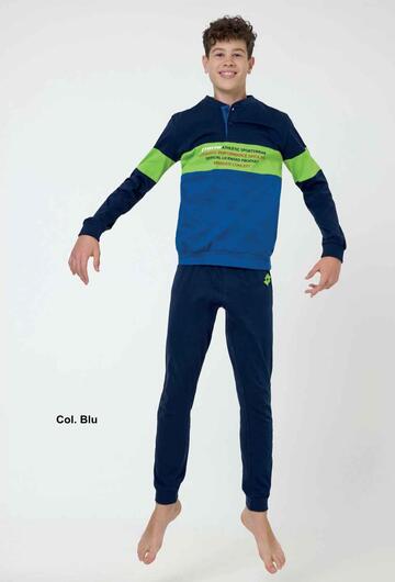 Pigiama lungo da ragazzo in jersey di cotone Lotto LP4182 - SITE_NAME_SEO