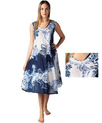 ABITO DONNA SPALLA LARGA IN COTONE VOILE MARILA M106 - SITE_NAME_SEO